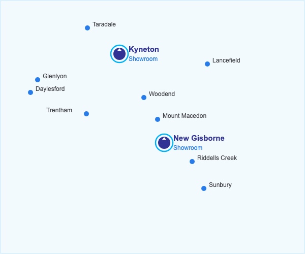 Map of Macedon Ranges Glass service area