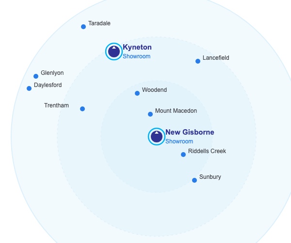 Map of Macedon Ranges Glass service area